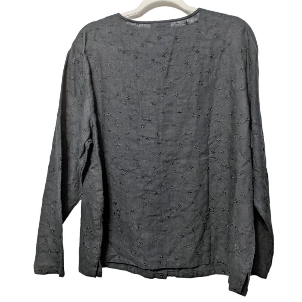 Talbots 100% Linen Embroidered Button Up Shirt L - image 4